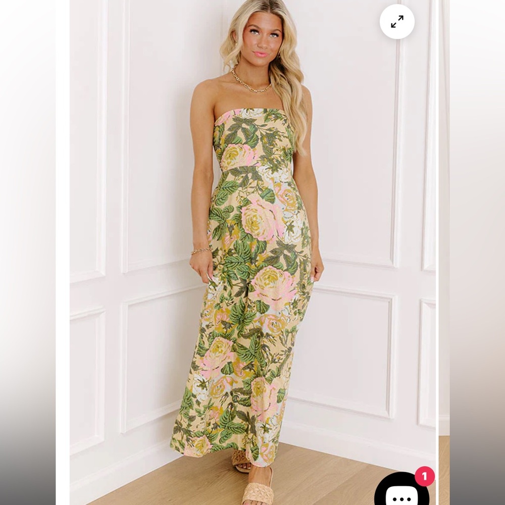 Golden Hour Garden Linen-Blend Midi Dress - Picture 3 of 6